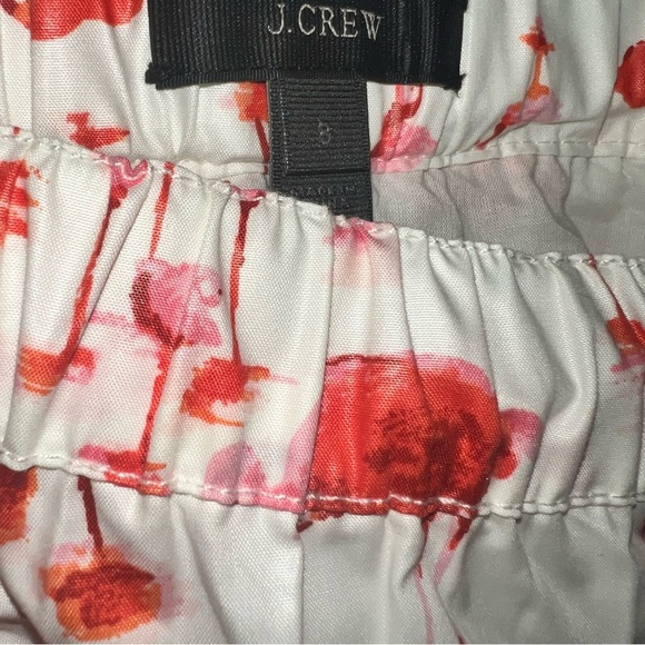 J. Crew White Skirt with pink Red Flamingo Print Sz 8 pleated - Picture 2 of 2